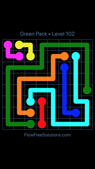Solution and Answer to the Puzzle for Flow Free Green Pack Level 12