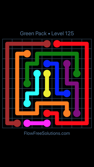 Solution and Answer to the Puzzle for Flow Free Green Pack Level 5