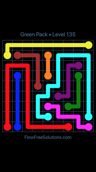 Solution and Answer to the Puzzle for Flow Free Green Pack Level 15