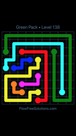 Solution and Answer to the Puzzle for Flow Free Green Pack Level 18