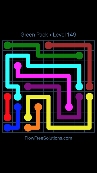 Solution and Answer to the Puzzle for Flow Free Green Pack Level 29