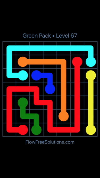 Solution and Answer to the Puzzle for Flow Free Green Pack Level 7