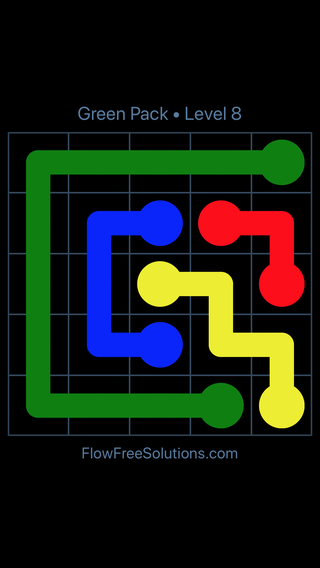 Solution and Answer to the Puzzle for Flow Free Green Pack Level 8
