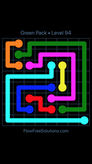 Solution and Answer to the Puzzle for Flow Free Green Pack Level 4