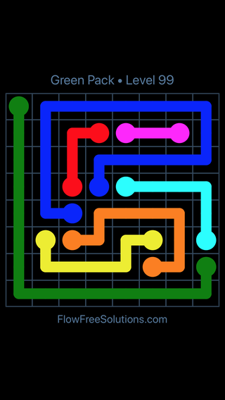 Solution and Answer to the Puzzle for Flow Free Green Pack Level 9