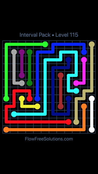 Solution and Answer to the Puzzle for Flow Free Interval Pack Level 115
