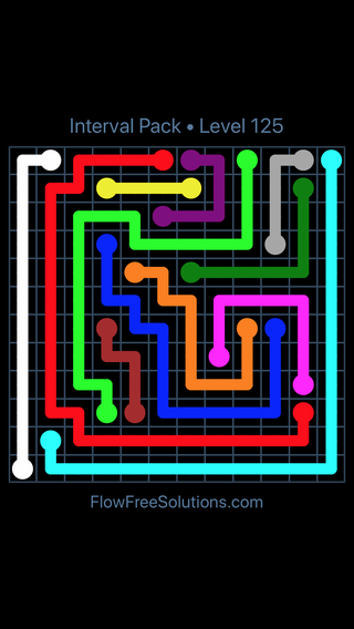 Solution and Answer to the Puzzle for Flow Free Interval Pack Level 125