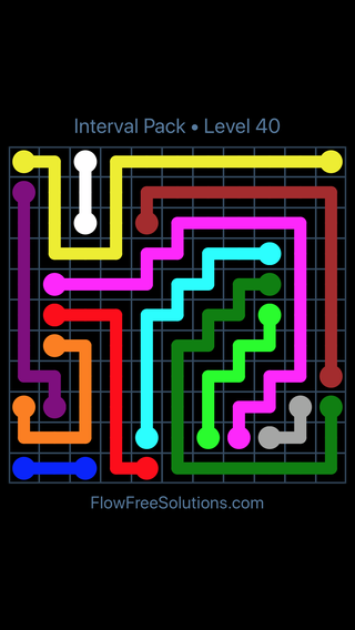 Solution and Answer to the Puzzle for Flow Free Interval Pack Level 40