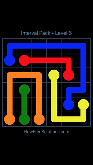 Solution and Answer to the Puzzle for Flow Free Interval Pack 6 X 6 To 12 X 12 Level 6