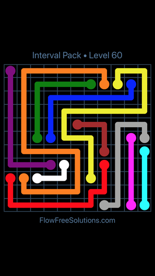Solution and Answer to the Puzzle for Flow Free Interval Pack Level 60