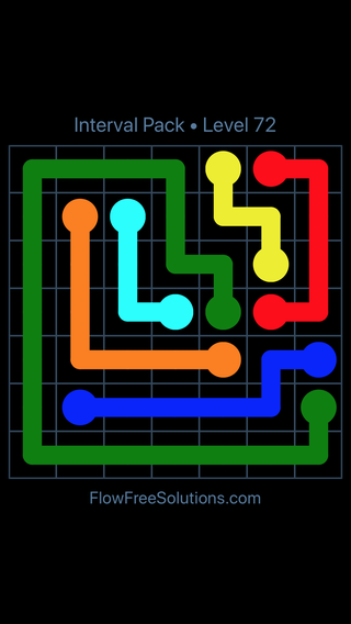 Solution and Answer to the Puzzle for Flow Free Interval Pack Level 72
