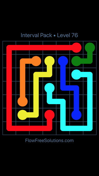 Solution and Answer to the Puzzle for Flow Free Interval Pack Level 76