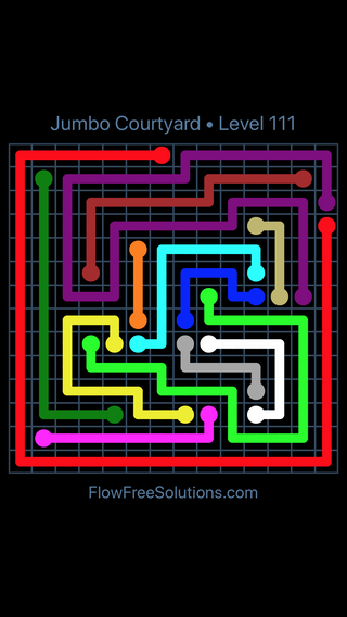 Solution and Answer to the Puzzle for Flow Free Jumbo Courtyard Level 111