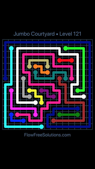 Solution and Answer to the Puzzle for Flow Free Jumbo Courtyard Level 121