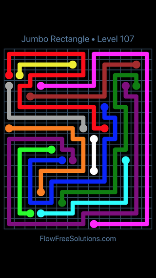  Flow Free Jumbo Rectangle Level 107 Puzzle Solution and 