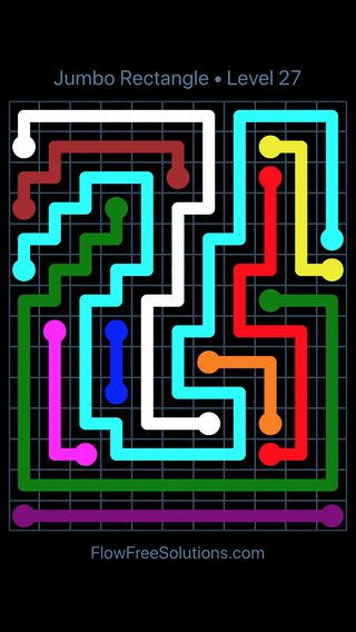 Solution and Answer to the Puzzle for Flow Free Jumbo Rectangle Level 27