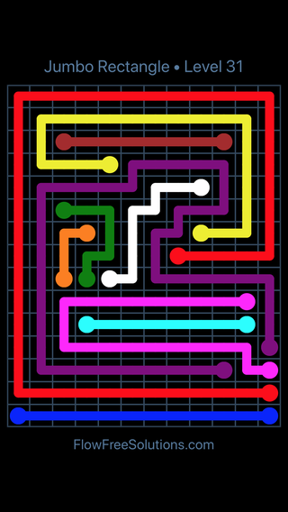 Solution and Answer to the Puzzle for Flow Free Jumbo Rectangle Level 31