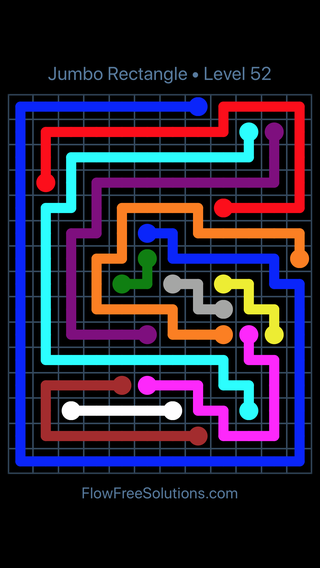 Solution and Answer to the Puzzle for Flow Free Jumbo Rectangle Level 52