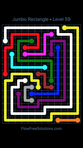 Solution and Answer to the Puzzle for Flow Free Jumbo Rectangle Level 59