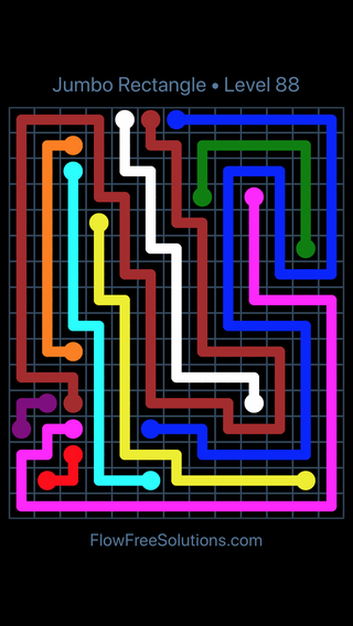 Solution and Answer to the Puzzle for Flow Free Jumbo Rectangle Level 88