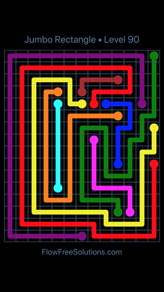 Solution and Answer to the Puzzle for Flow Free Jumbo Rectangle Level 90