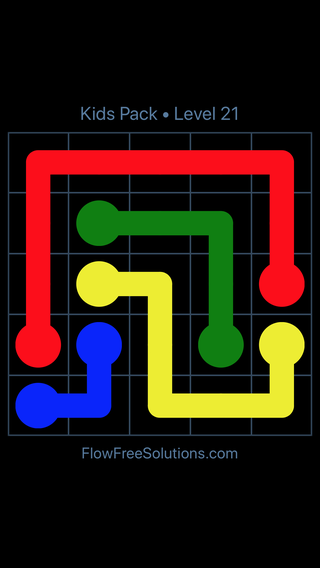 Solution and Answer to the Puzzle for Flow Free Kids Pack Level 21