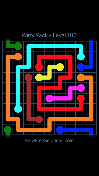 Solution and Answer to the Puzzle for Flow Free Party Pack Level 100