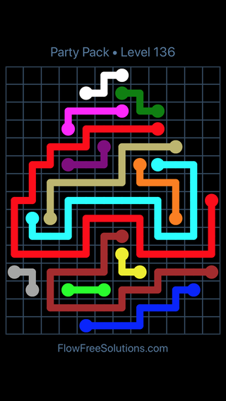 Solution and Answer to the Puzzle for Flow Free Party Pack Level 136
