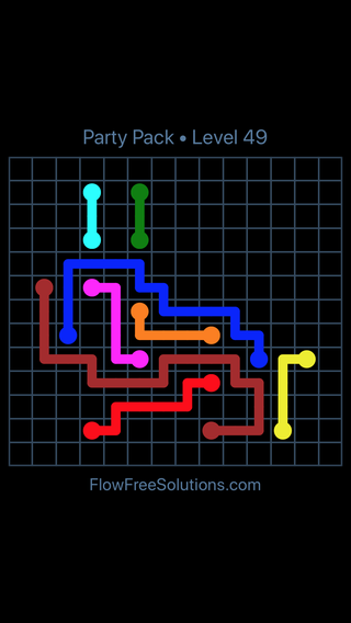 Solution and Answer to the Puzzle for Flow Free Party Pack Level 49
