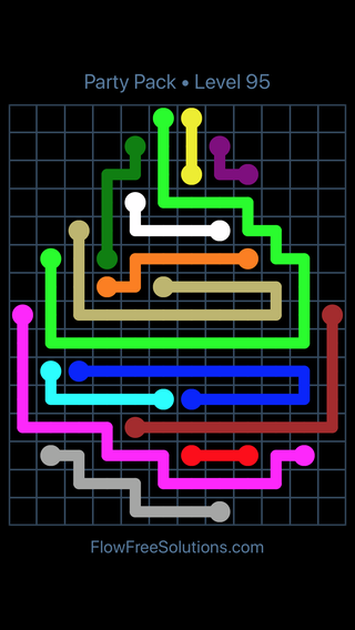 Solution and Answer to the Puzzle for Flow Free Party Pack Level 95