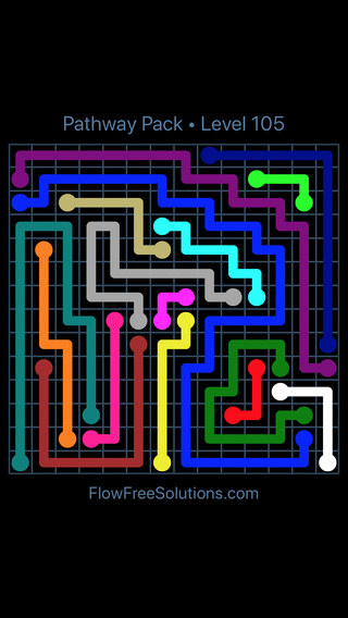 Flow Free Pathway Pack 14 X 14 Level 105 Puzzle Solution and Answer ...