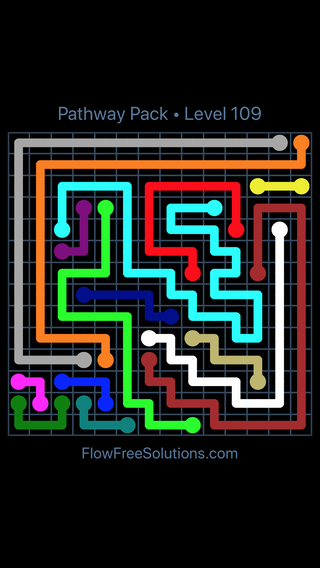 Solution and Answer to the Puzzle for Flow Free Pathway Pack Level 109