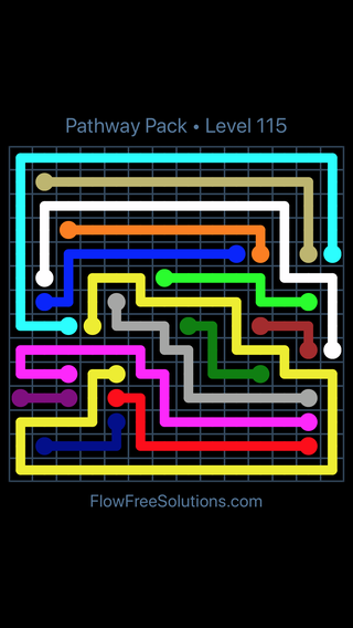 Solution and Answer to the Puzzle for Flow Free Pathway Pack Level 115