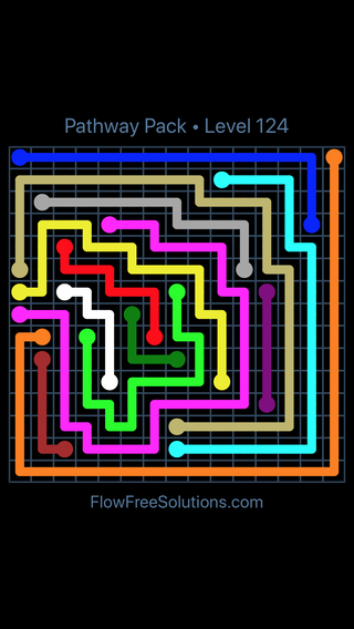 Solution and Answer to the Puzzle for Flow Free Pathway Pack Level 124