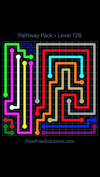 Solution and Answer to the Puzzle for Flow Free Pathway Pack 15 X 15 Level 126