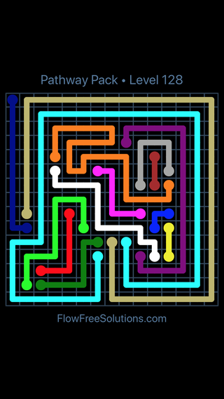 Solution and Answer to the Puzzle for Flow Free Pathway Pack Level 128