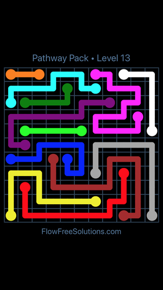Solution and Answer to the Puzzle for Flow Free Pathway Pack Level 13