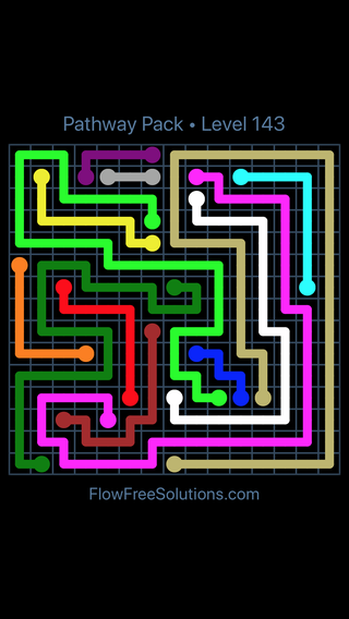 Solution and Answer to the Puzzle for Flow Free Pathway Pack Level 143
