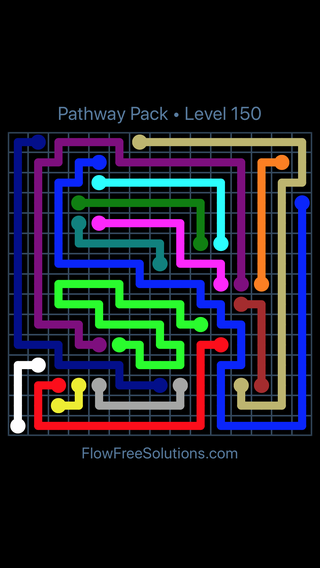 Solution and Answer to the Puzzle for Flow Free Pathway Pack Level 150