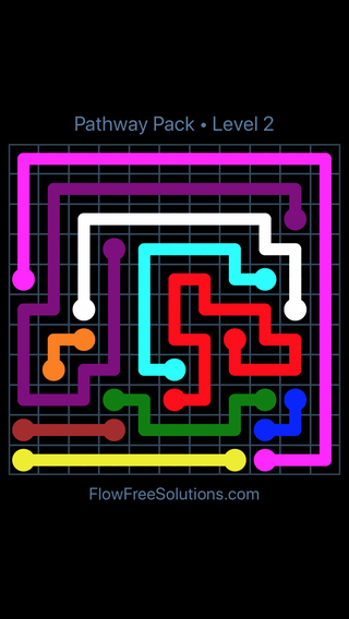 Solution and Answer to the Puzzle for Flow Free Pathway Pack Level 2