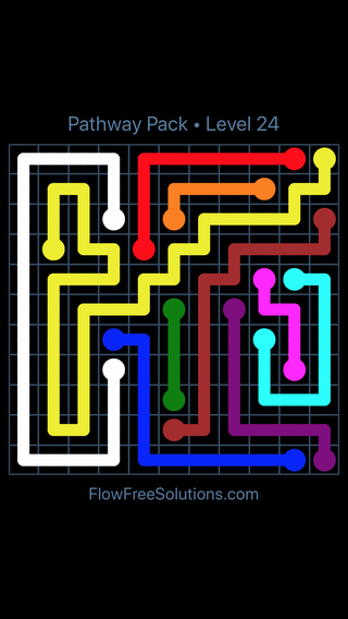 Solution and Answer to the Puzzle for Flow Free Pathway Pack 11 X 11 Level 24