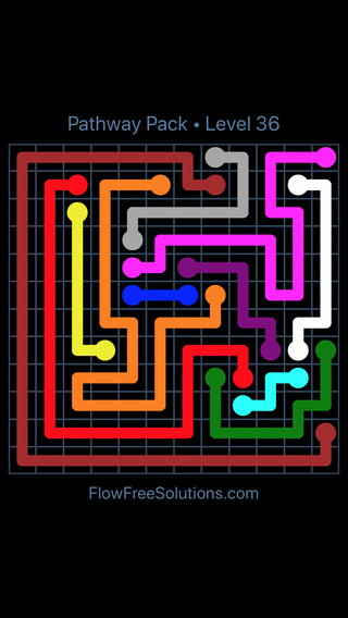 Solution and Answer to the Puzzle for Flow Free Pathway Pack Level 36