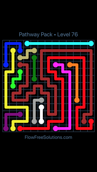 Solution and Answer to the Puzzle for Flow Free Pathway Pack 13 X 13 Level 76