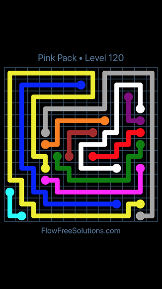 Solution and Answer to the Puzzle for Flow Free Pink Pack Level 30