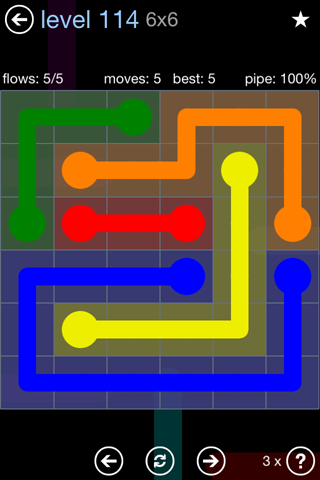 Solution and Answer to the Puzzle for Flow Rainbow Pack Set 5x5 Level 114