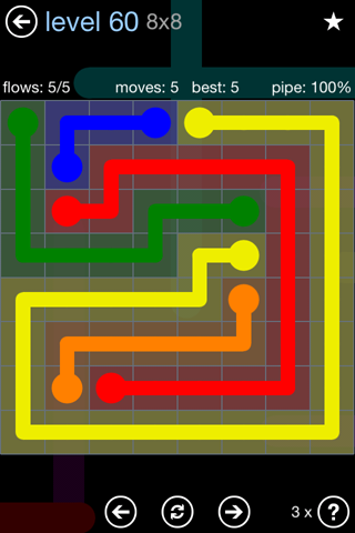 Solution and Answer to the Puzzle for Flow Rainbow Pack Set 5x5 Level 60