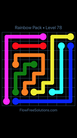 Solution and Answer to the Puzzle for Flow Free Rainbow Pack Level 78