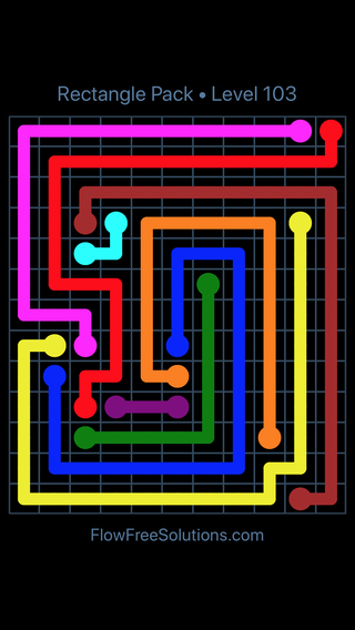 Solution and Answer to the Puzzle for Flow Free Rectangle Pack Level 103