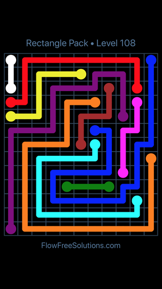 Solution and Answer to the Puzzle for Flow Free Rectangle Pack Level 108