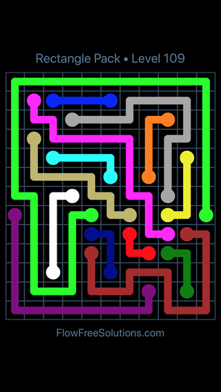 Solution and Answer to the Puzzle for Flow Free Rectangle Pack Level 109